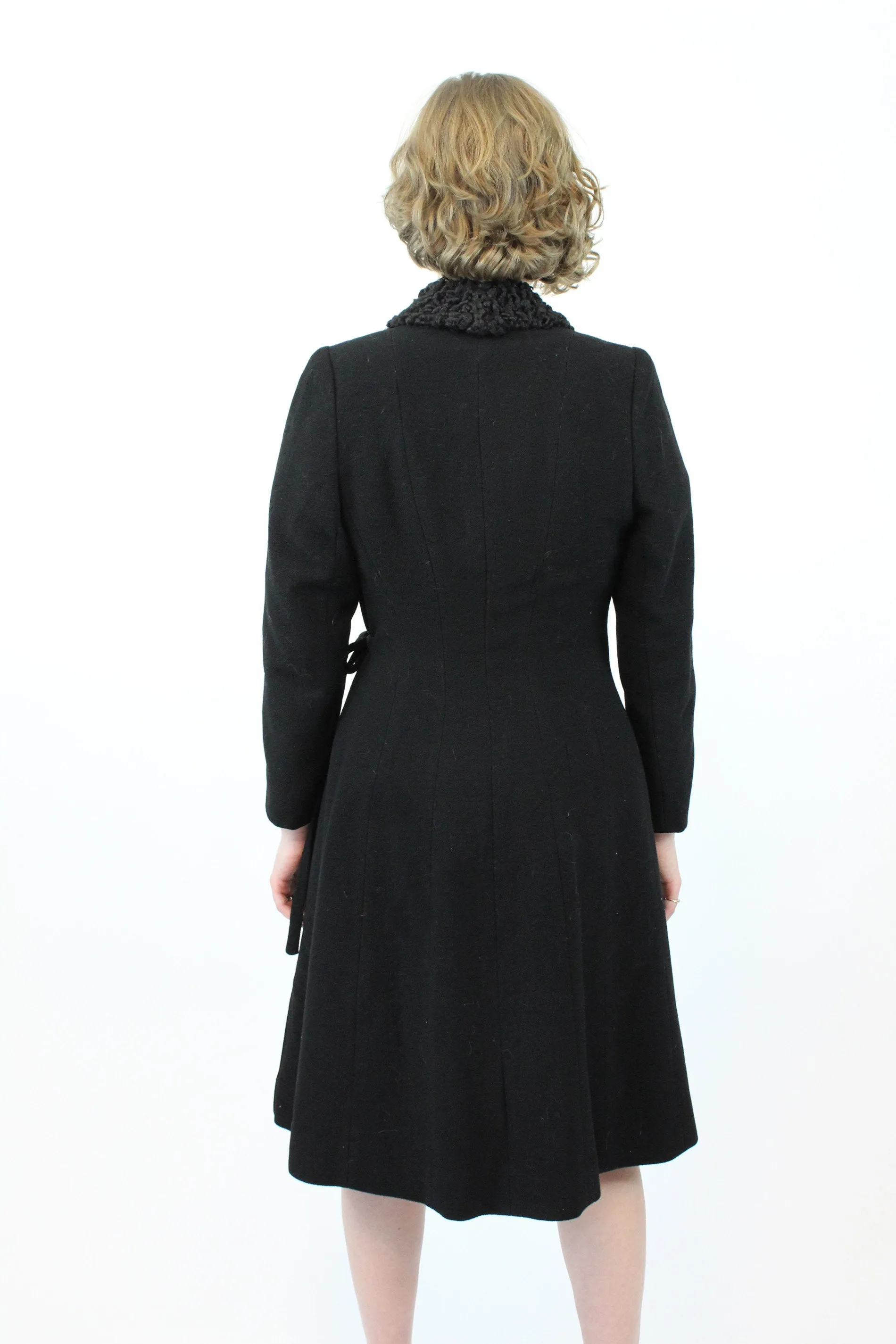 1930s wool crepe coat fur collar small | new winter