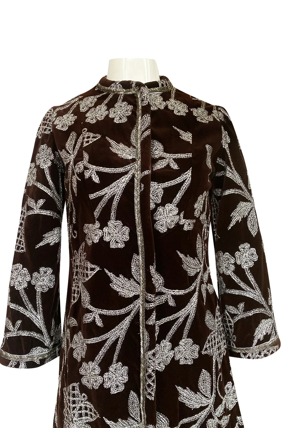 1968 Bill Blass Museum Documented Brown Velvet & Silver Thread Coat