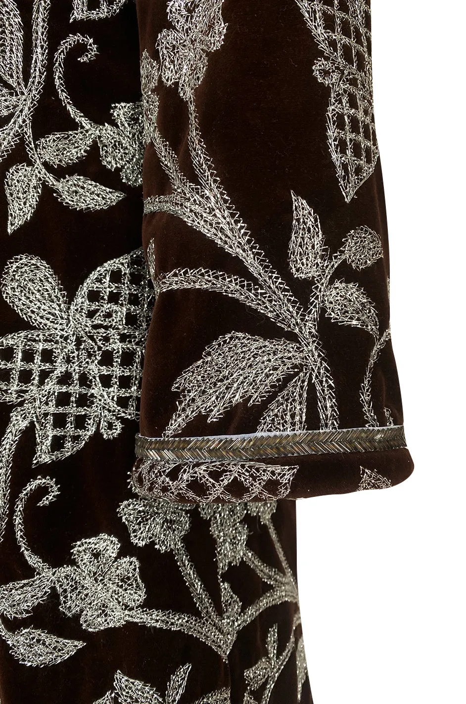 1968 Bill Blass Museum Documented Brown Velvet & Silver Thread Coat