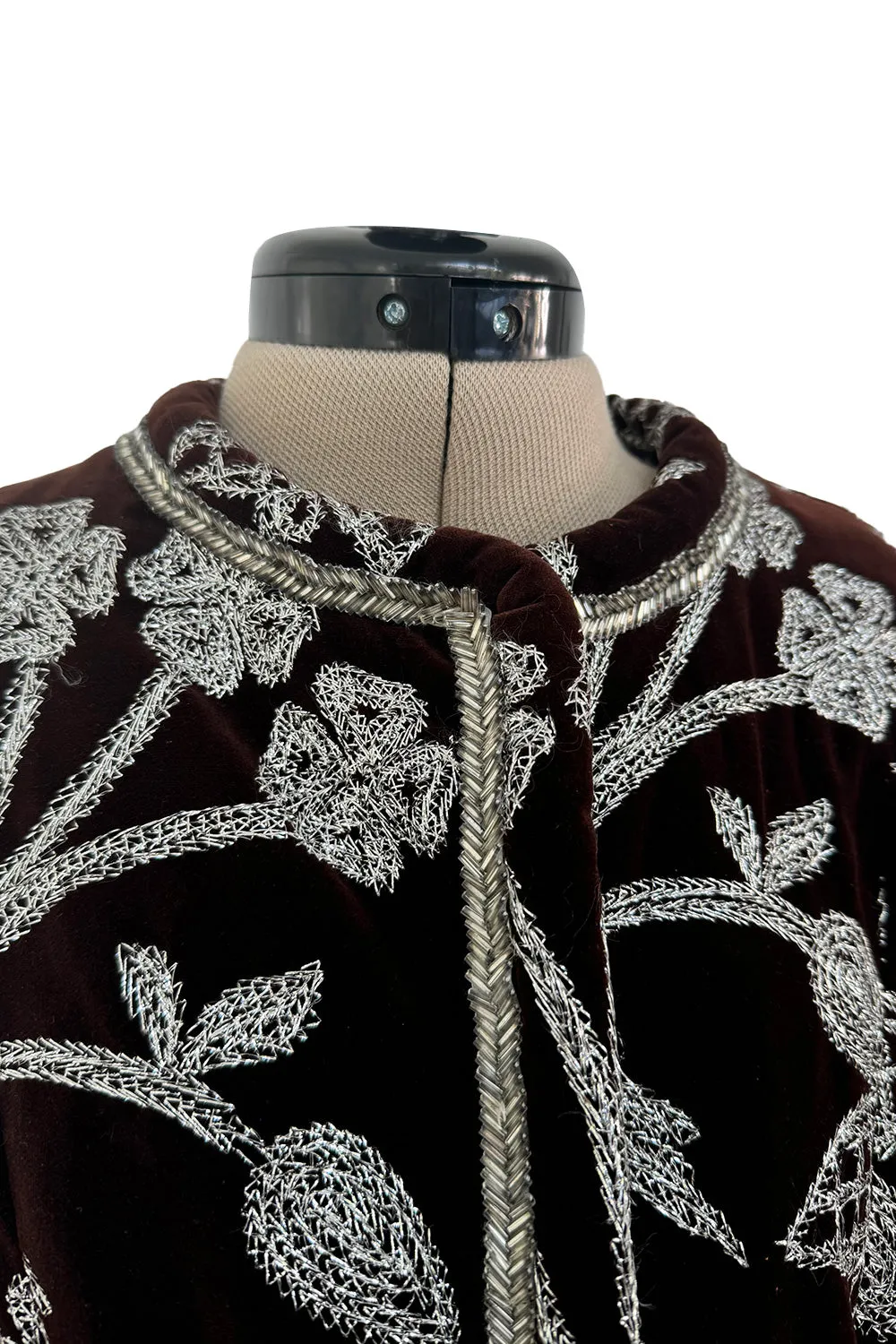 1968 Bill Blass Museum Documented Silver Thread Pattern in Brown Velvet Jacket