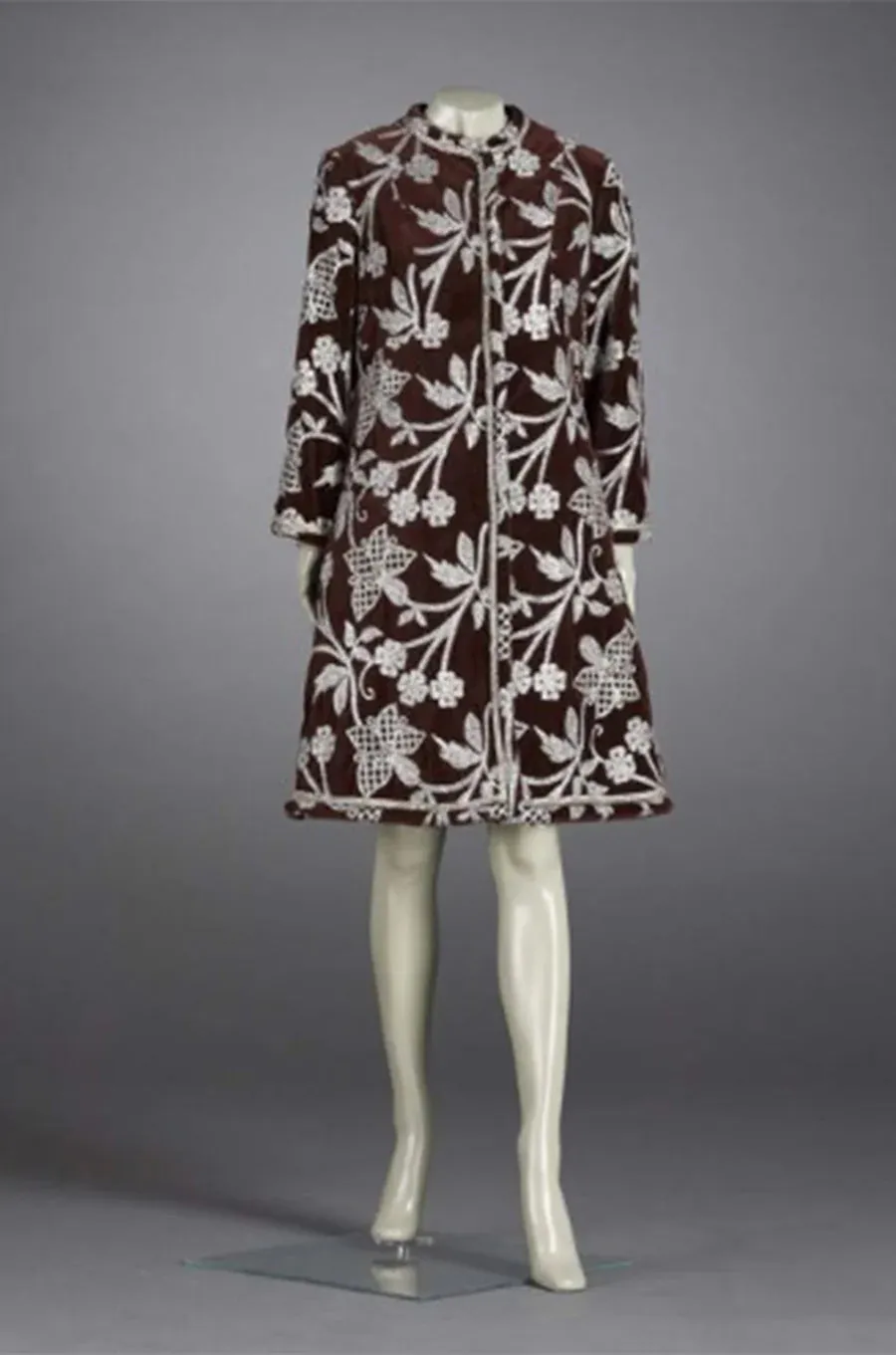 1968 Bill Blass Museum Documented Silver Thread Pattern in Brown Velvet Jacket