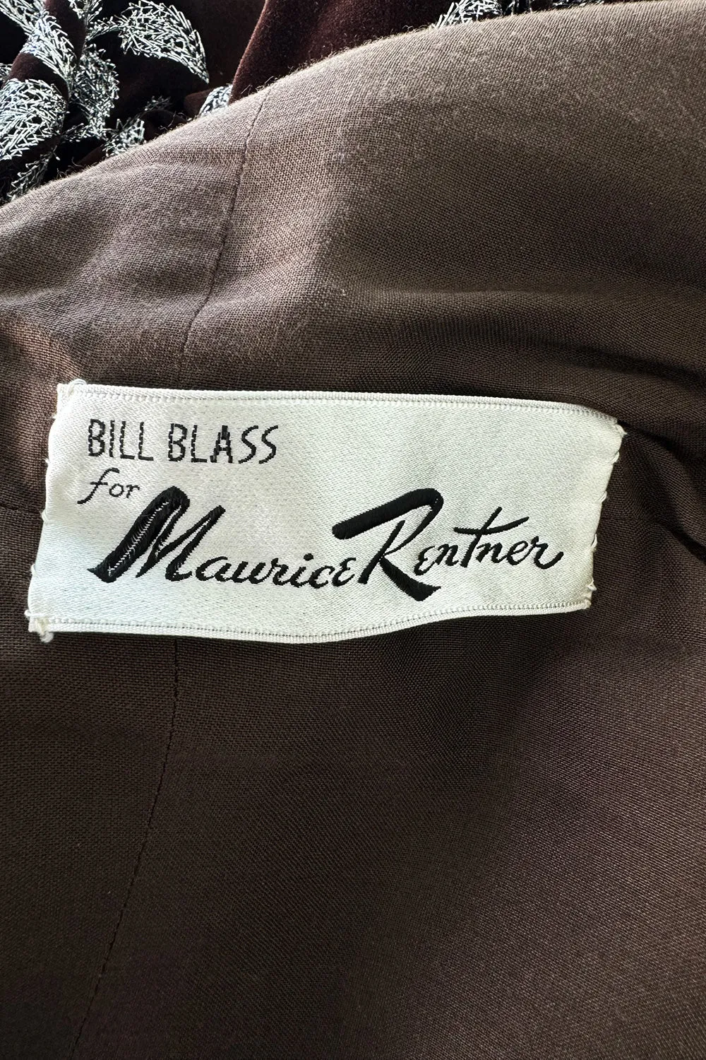 1968 Bill Blass Museum Documented Silver Thread Pattern in Brown Velvet Jacket