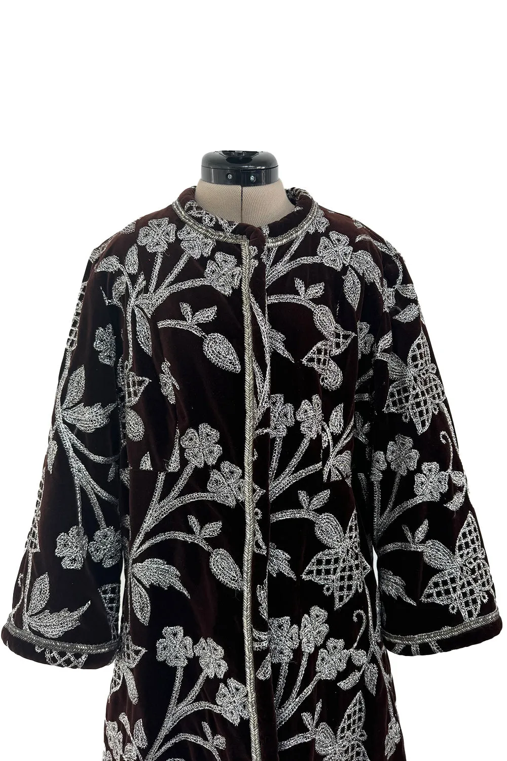 1968 Bill Blass Museum Documented Silver Thread Pattern in Brown Velvet Jacket