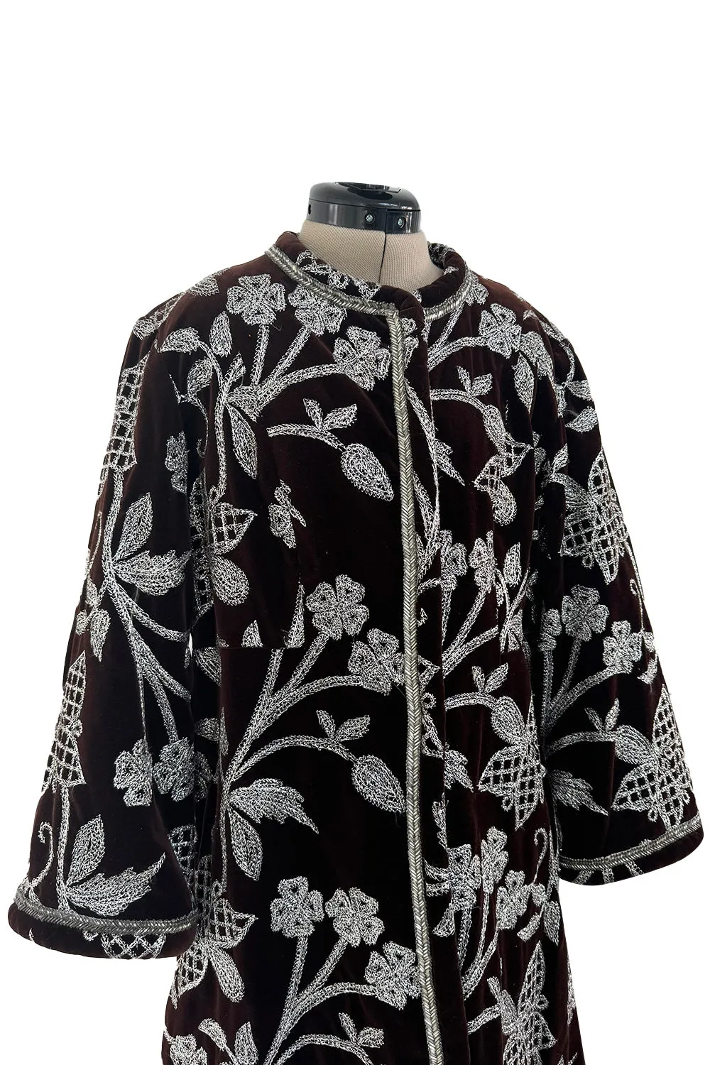 1968 Bill Blass Museum Documented Silver Thread Pattern in Brown Velvet Jacket