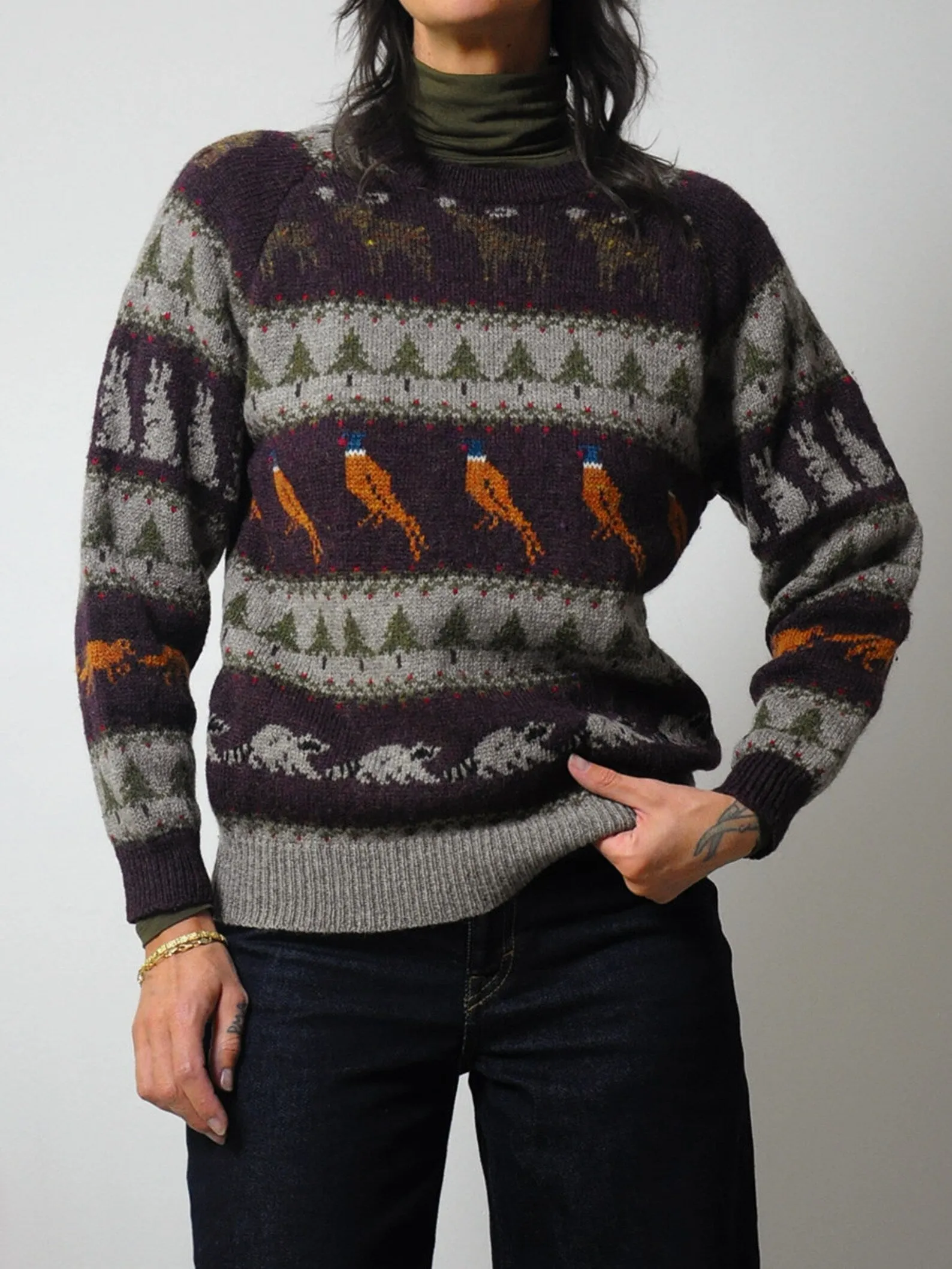 1980's Forest Animal Wool Sweater