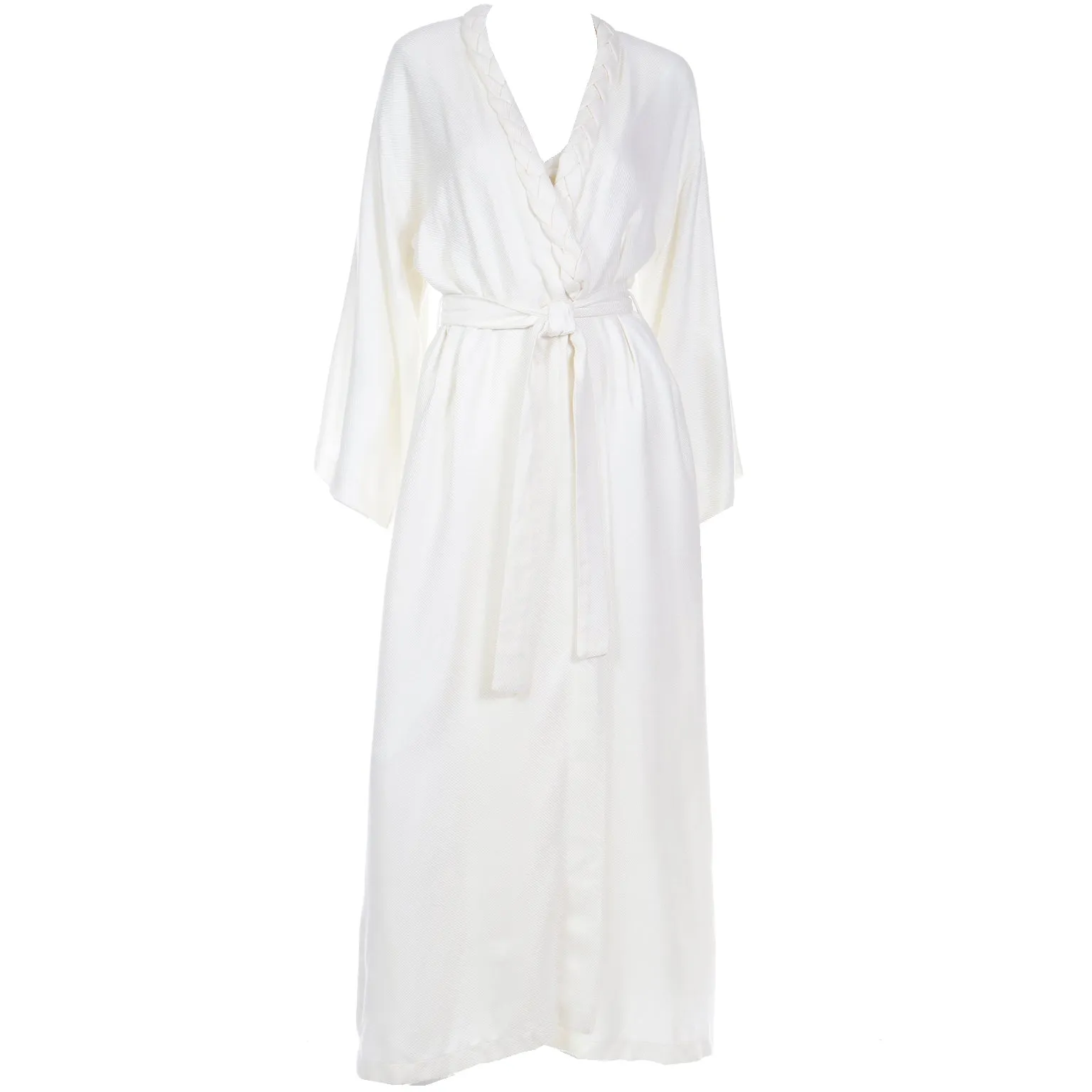 1990s Valentino Ivory Slip Dress Nightgown & Peignoir Robe Set