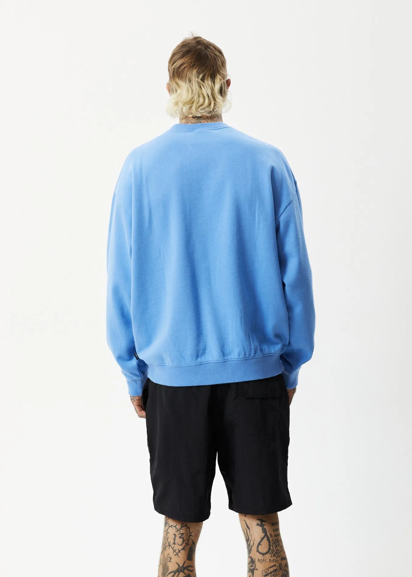 AFENDS Mens Liquid - Crew Neck Jumper - Arctic