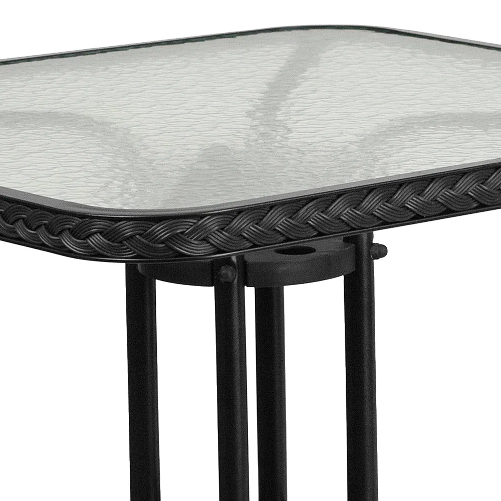 Alamont Home - Barker Square Contemporary Patio Table - Clear Top/Black Rattan