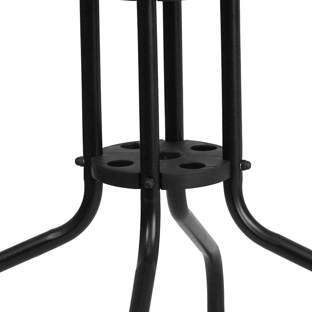 Alamont Home - Barker Square Contemporary Patio Table - Clear Top/Black Rattan