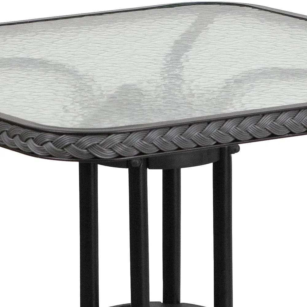 Alamont Home - Barker Square Contemporary Patio Table - Clear Top/Gray Rattan