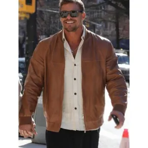 Alan Ritchson Brown Leather Jacket