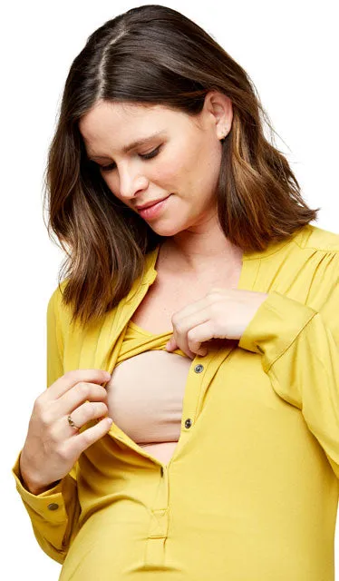 Amelie Maternity & Nursing Top in Ochre