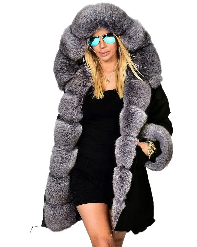 Aofur Ladies Winter Women Thicken Warm Coat Hood Parka Long Jacket Outwear Size S-XXXL