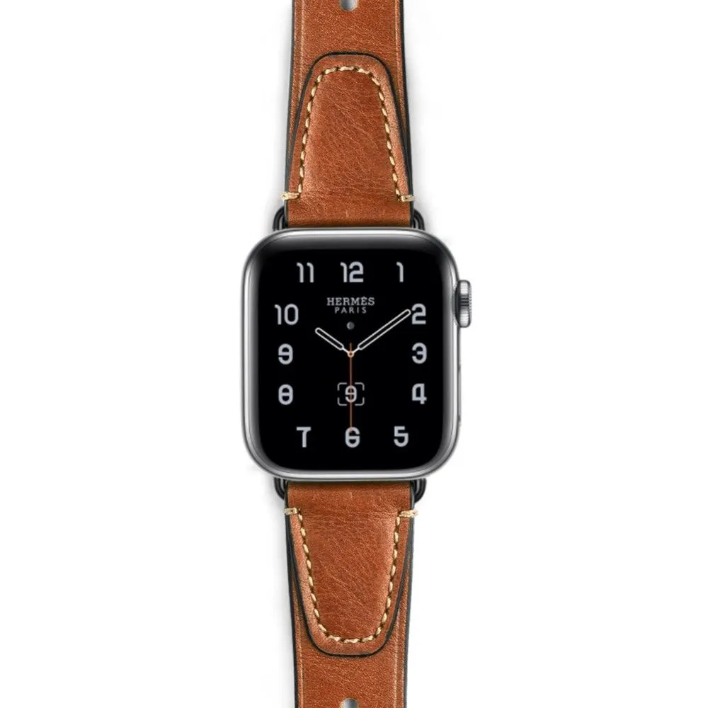 Apple Watch (45mm) retro cowhide genuine leather watch strap - Brown