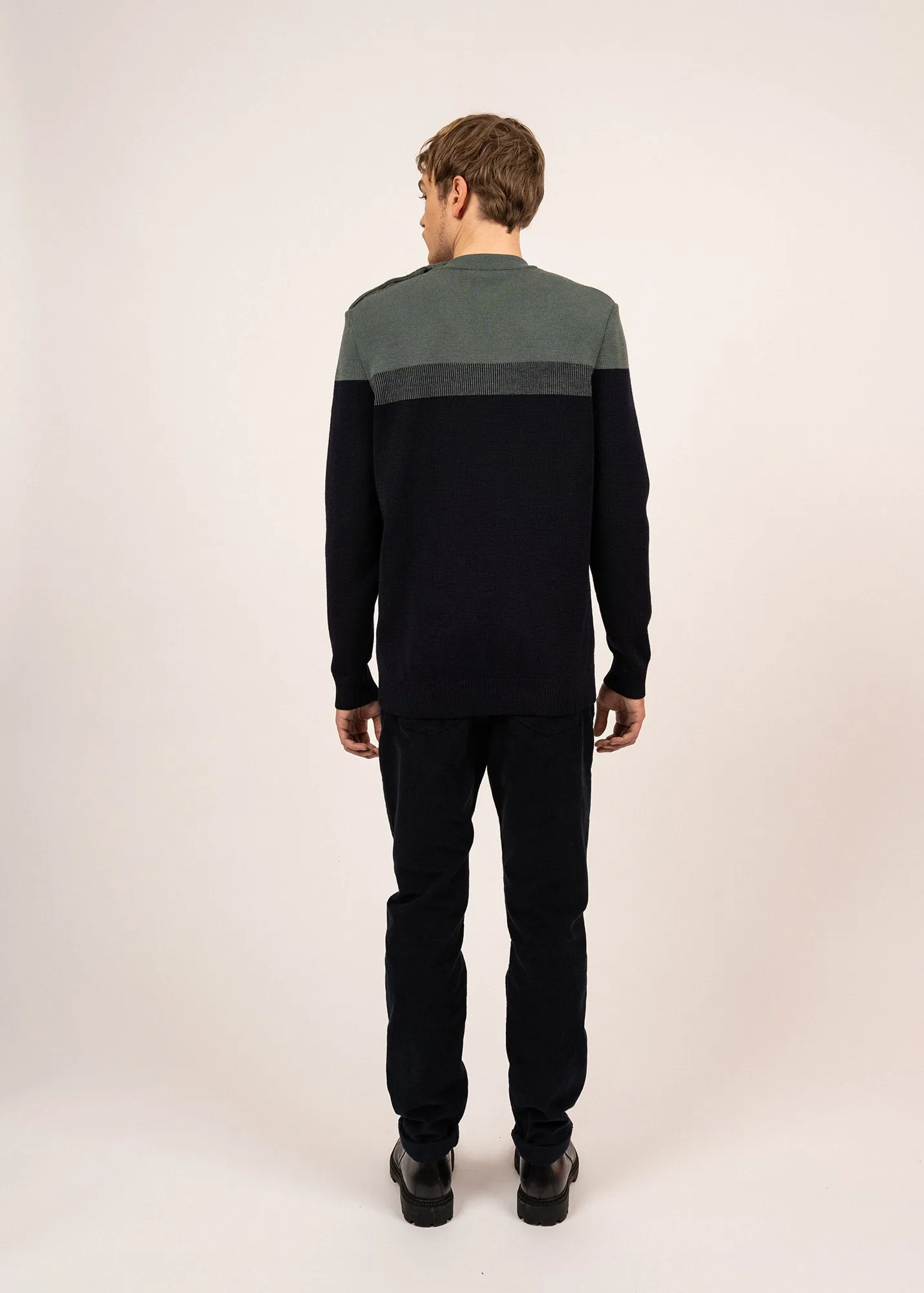 Aquitaine sailor jumper - regular fit, in wool (MARINE/VEGETAL)