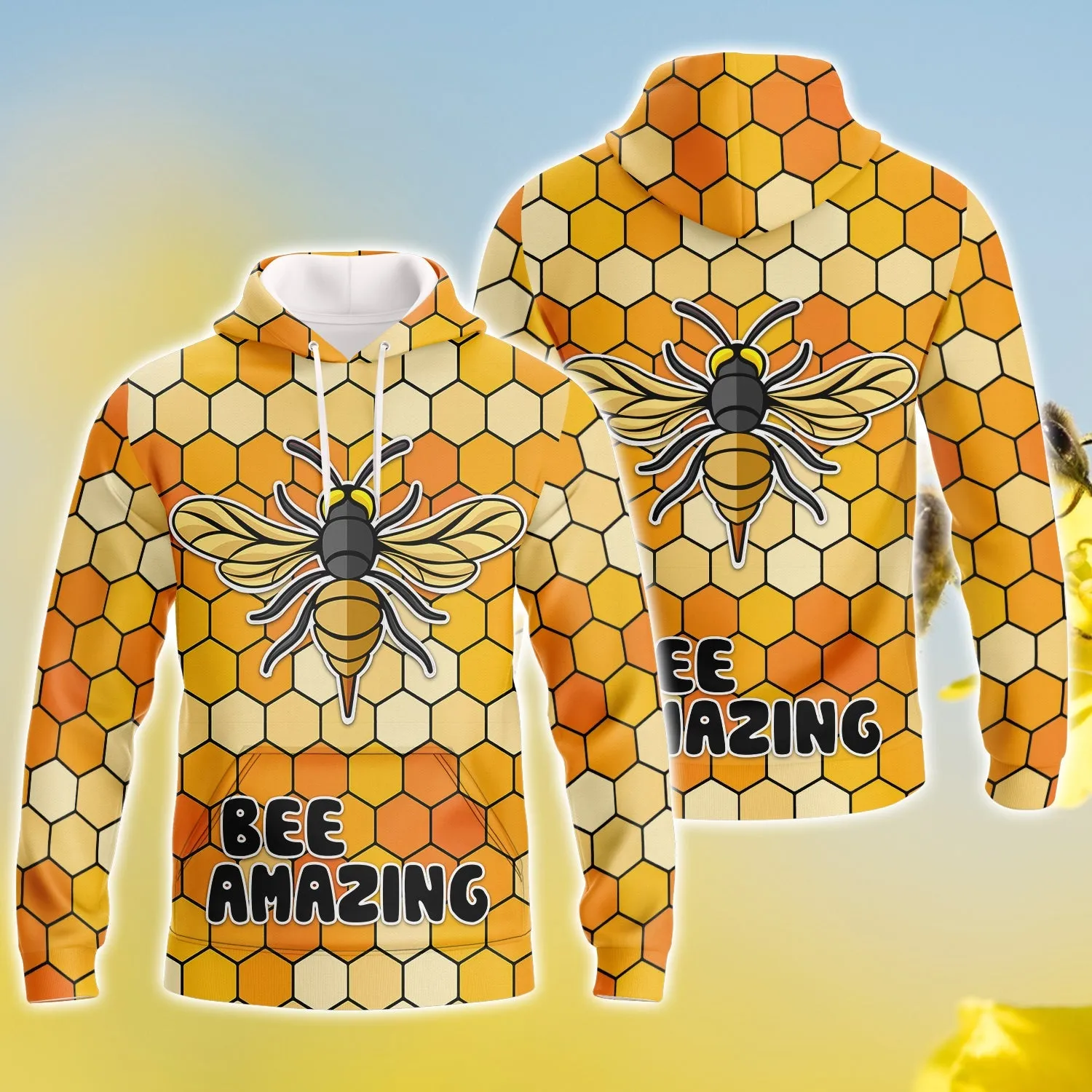 Bee Amazing Honeycomb Pattern 3D Full Print Sweatshirt Hoodie Bomber, Bee Christmas Shirt