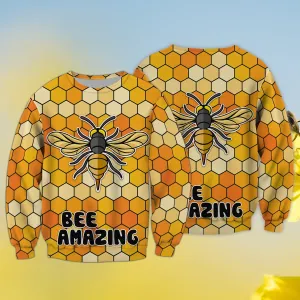 Bee Amazing Honeycomb Pattern 3D Full Print Sweatshirt Hoodie Bomber, Bee Christmas Shirt