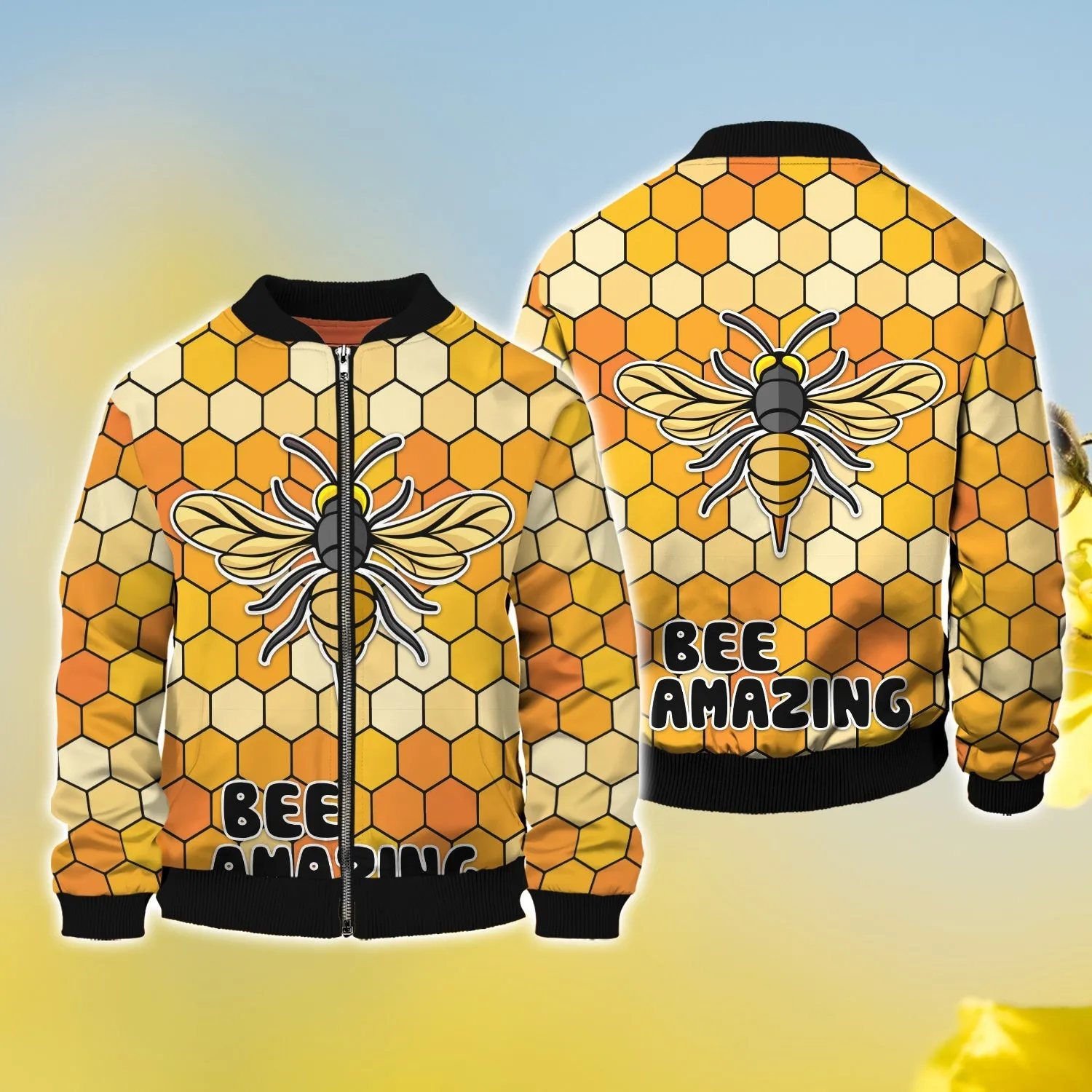 Bee Amazing Honeycomb Pattern 3D Full Print Sweatshirt Hoodie Bomber, Bee Christmas Shirt