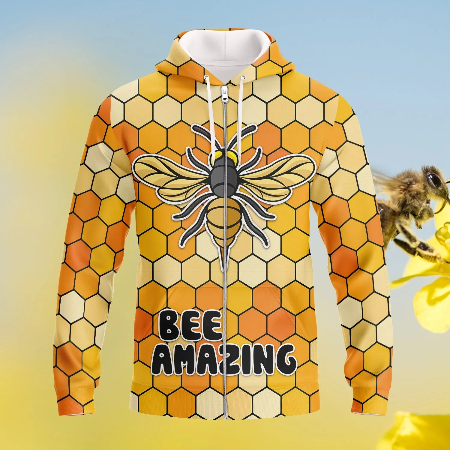 Bee Amazing Honeycomb Pattern 3D Full Print Sweatshirt Hoodie Bomber, Bee Christmas Shirt