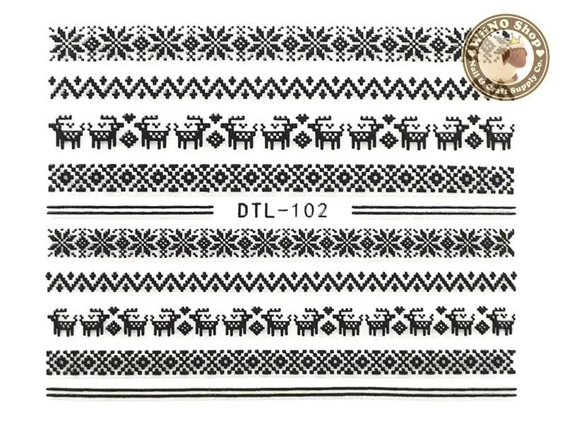 Black Winter Sweater Pattern Nail Art Sticker - 1 pc (DTL-102B)