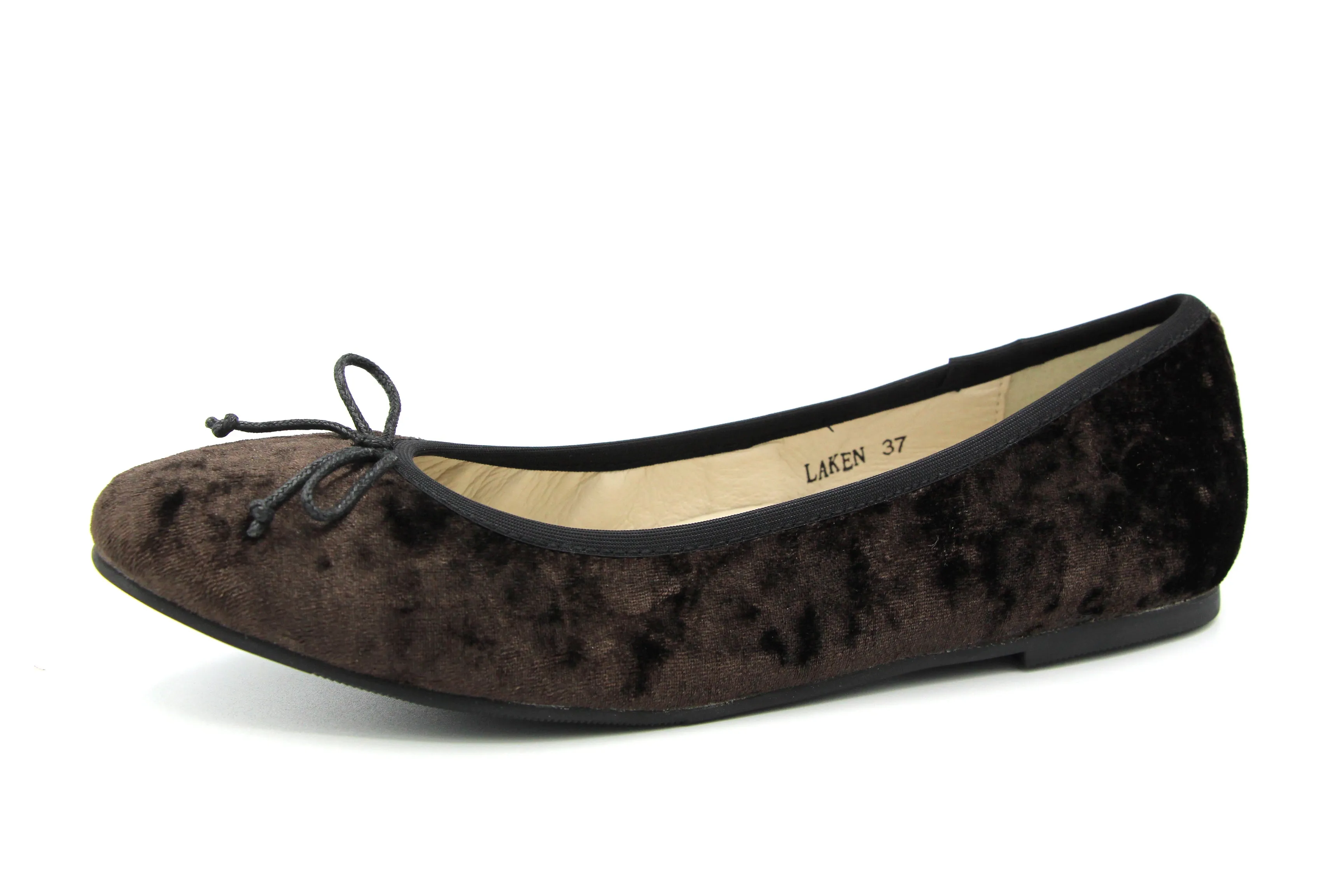 Boutaccelli  Brown Crushed Velvet Ballet Flat With Bow Laken