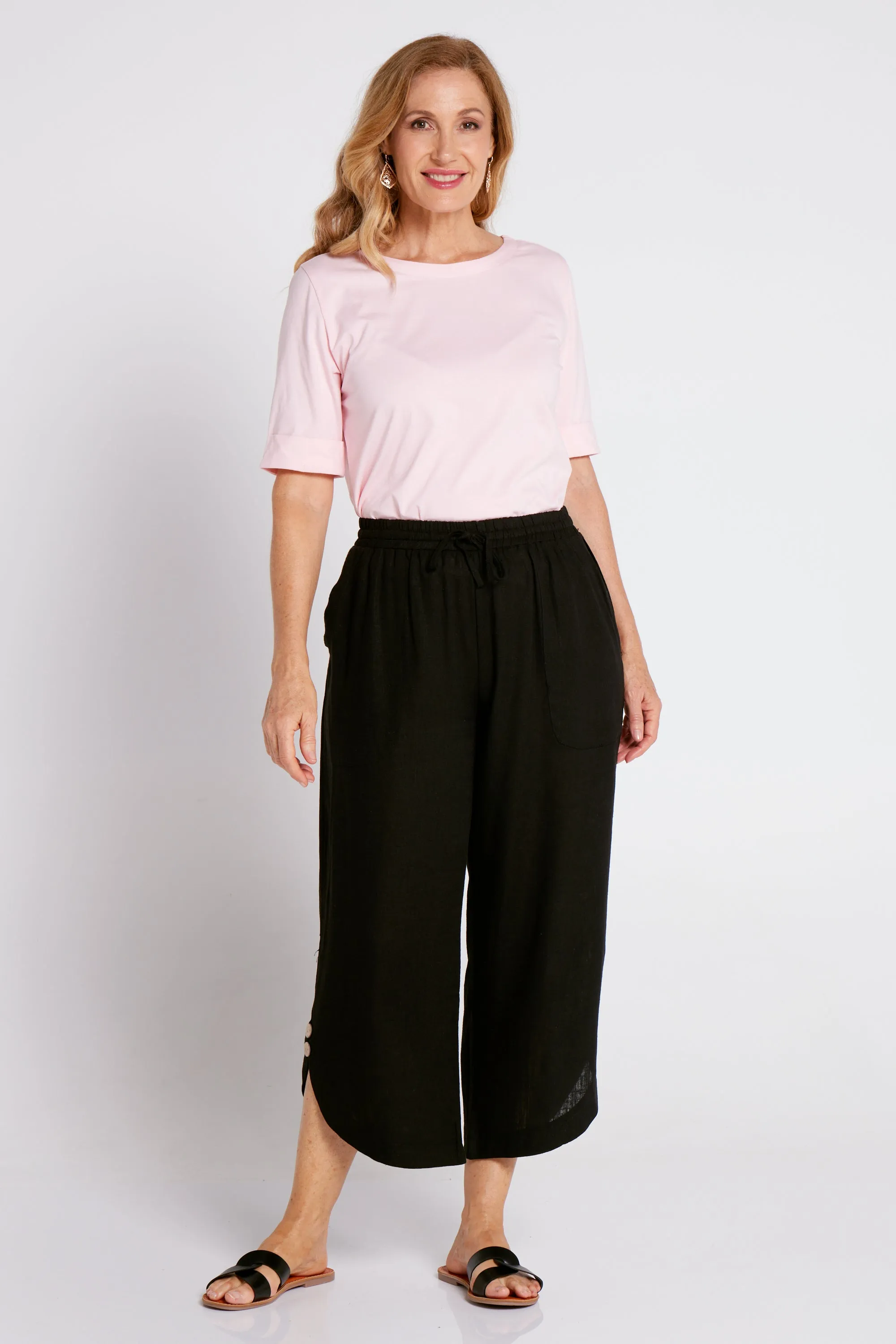 Cartia Linen Pants - Black