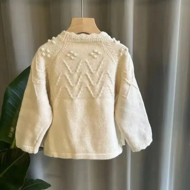 Children's Floral Lace Pullover Sweater - Stylish Kids Knit Top