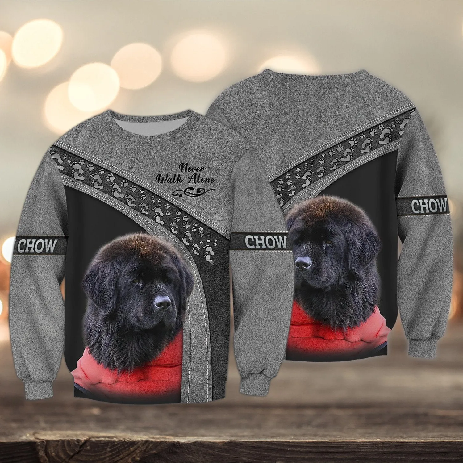 Chow Chow Love Grey Never Walk Alone 3D Full Print Sweatshirt Christmas