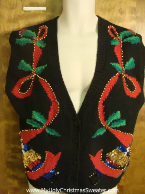 Christmas Ribbons Funny Christmas Sweater Vest