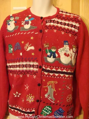 Christmas Sweater Jumper with Snowmen on the Front and Back