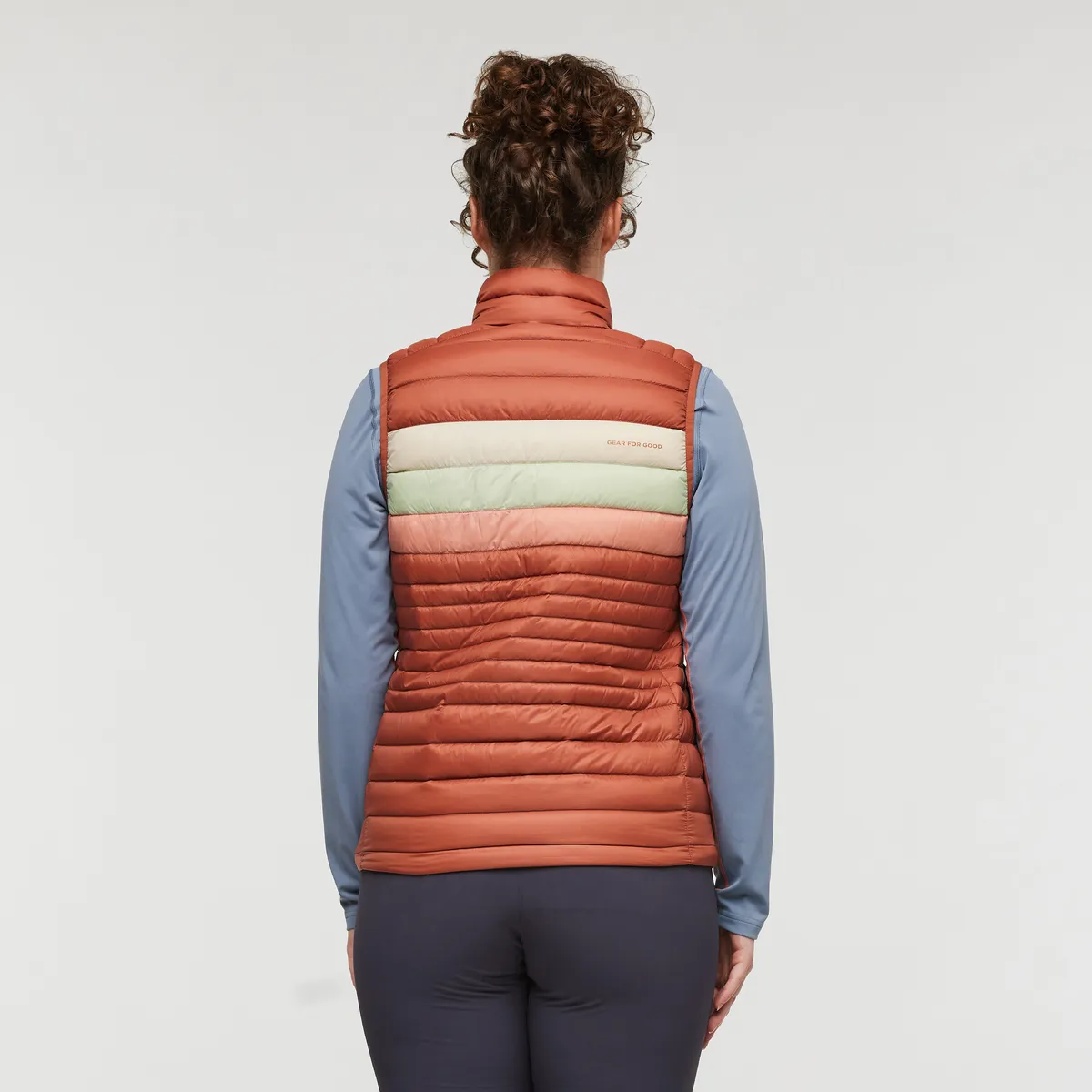 Cotopaxi Women&#x27;s Fuego Down Vest Faded Brick Stripes | Buy Cotopaxi Women&#x27;s Fuego Down Vest Faded Brick Stripes here | Outnorth