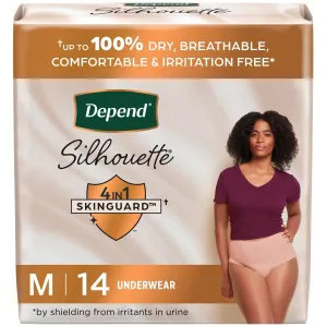 Depend Silhouette Incontinence Underwear for Women, Maximum Absorbency, Pink, Medium