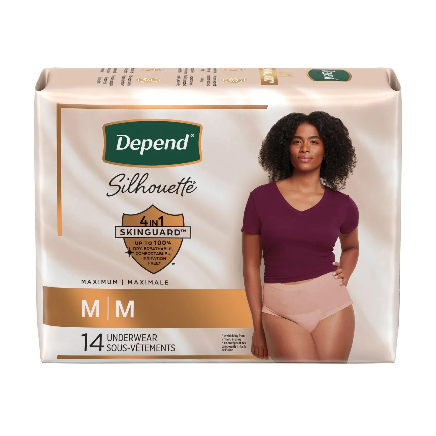 Depend Silhouette Incontinence Underwear for Women, Maximum Absorbency, Pink, Medium