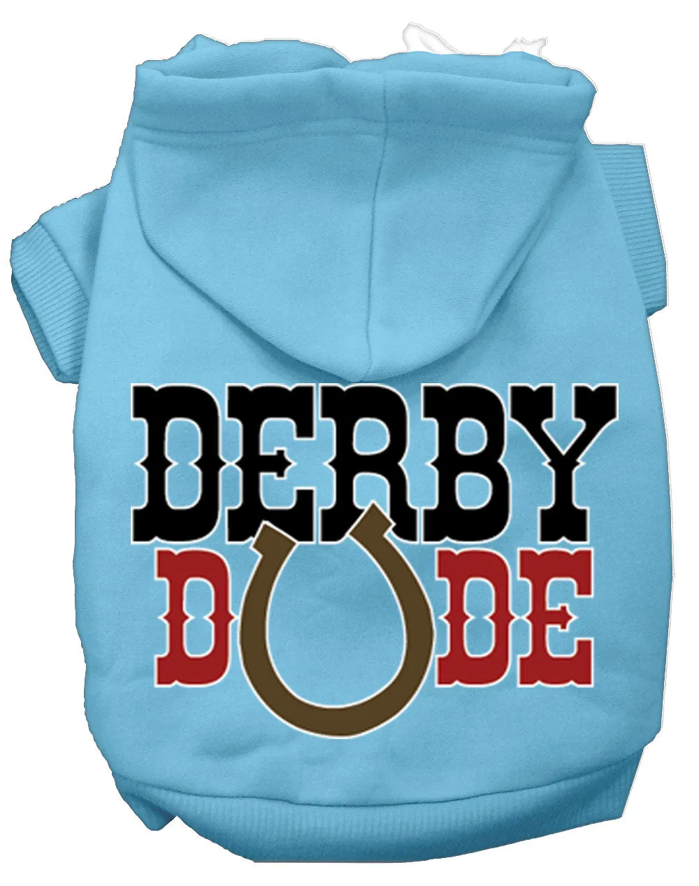 Derby Dude Screen Print Dog Hoodie Baby Blue Xxxl