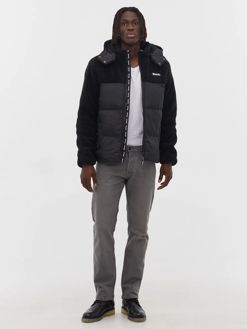 Detta Puffer Sherpa Hooded Bomber Jacket