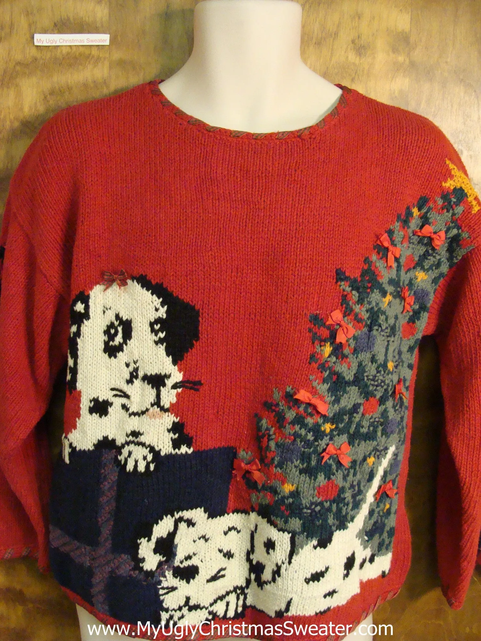 Dogs by the Tree Ugly Christmas Sweater