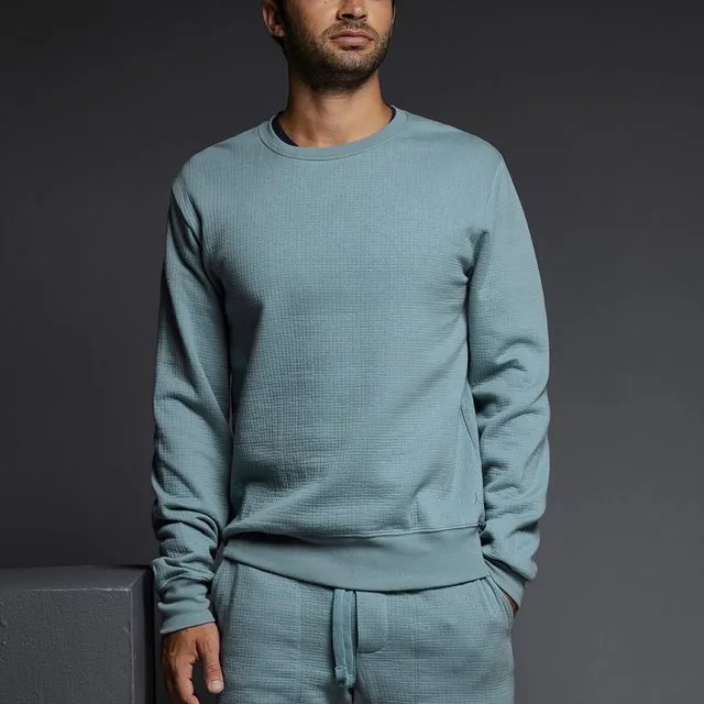 Dual Layer Crew Neck Sweatshirt Dusty Blue