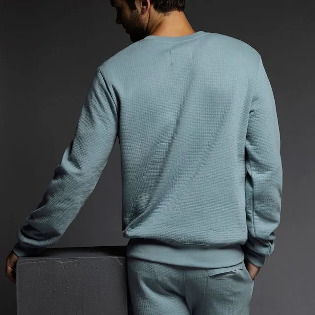 Dual Layer Crew Neck Sweatshirt Dusty Blue