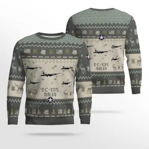 EC-135 ARIA EC135 Aircraft Ugly Sweater, Ugly Sweater Christmas Shirt for Men Dad Veteran