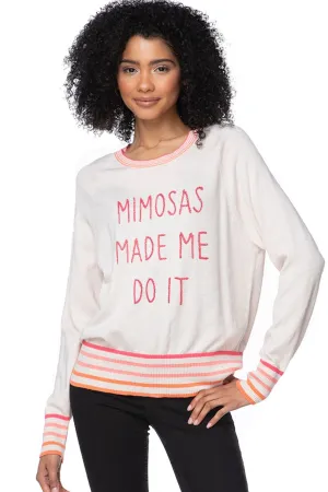 Eco Cotton Crew Striped Sweater | Mimosas made me do it Embroidery