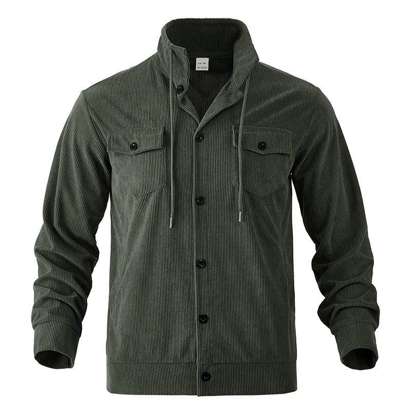 Fall Winter Jacket Men's Corduroy Turn-down Collar Coat