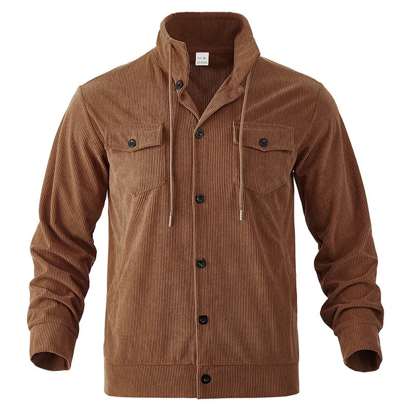 Fall Winter Jacket Men's Corduroy Turn-down Collar Coat