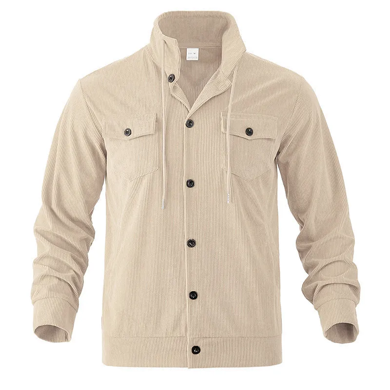 Fall Winter Jacket Men's Corduroy Turn-down Collar Coat