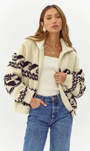 Farrah Sherpa Zip Up Bomber