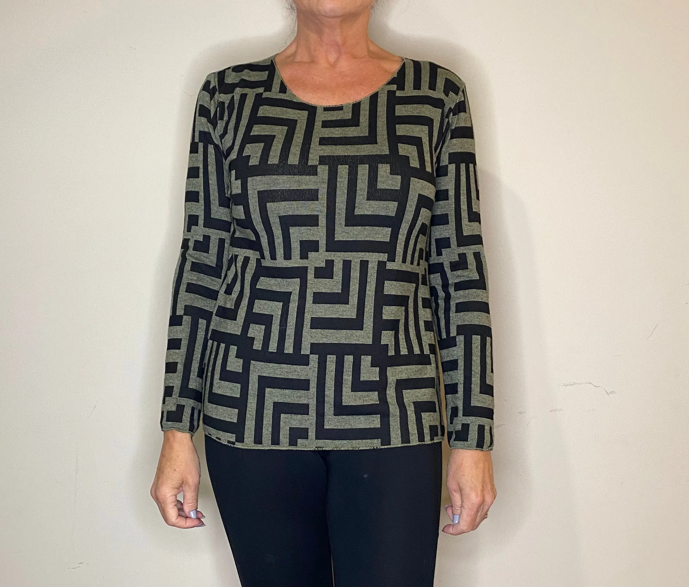 Fern Designer Styled Print Round Neck Angora Jumper (4 Colours)