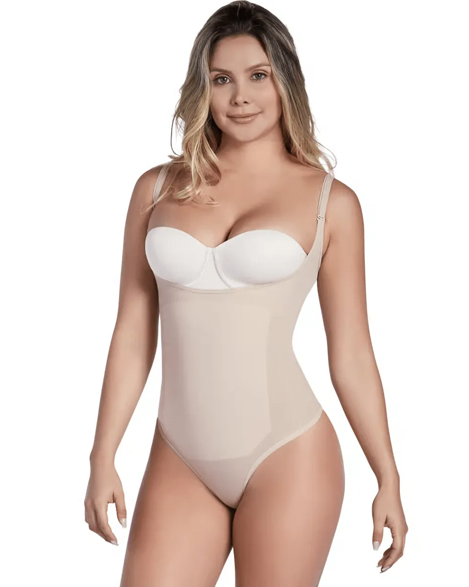 Final Sale Clearance Shaperlove Thermal Open Bust Thong Bodysuit