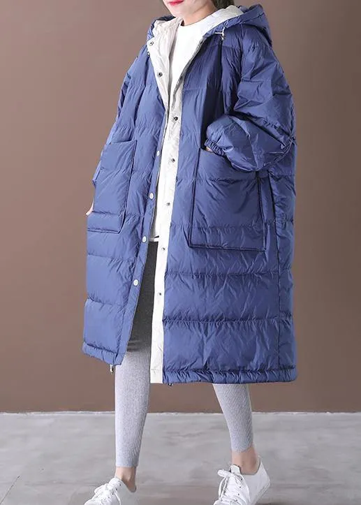 Fine blue goose Down coat plus size clothing snow jackets hooded pockets Luxury Jackets