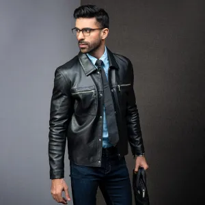 Formal Black Leather Jacket - Black | Kaptan