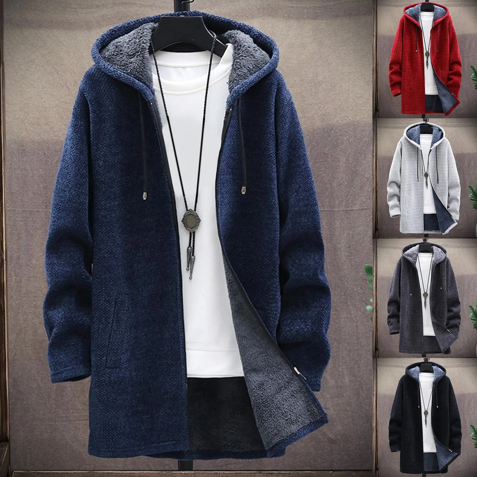 Funki Buys | Jackets | Men's Long Sleeve Plush Zip Up Hoodie