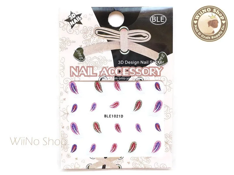 Glitter Feather Adhesive Nail Sticker Nail Art - 1 pc (BLE1021D)